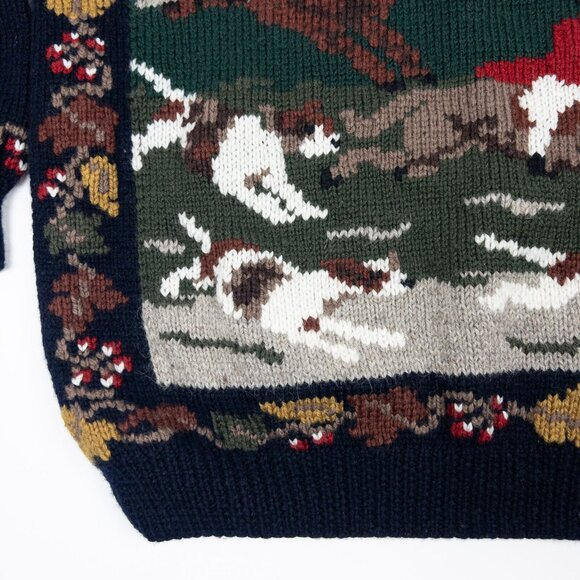 Vintage South Wool Sweater Adult Large Horse Equestrian Hand Knit Uruguay 80s - Picture 6 of 14